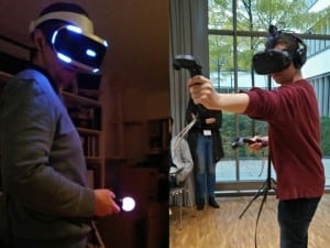 Zwei Virtual Reality (VR)-Systeme im Einsatz