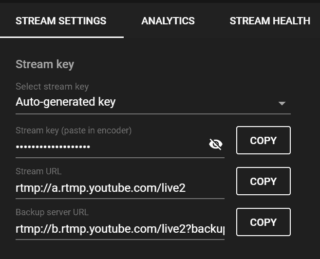 Youtube Streaming Key
