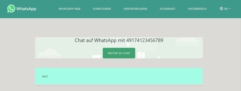 Whatsapp Hacks: #1 Ansicht beim Aufruf der im Artikel genannten API-URL
