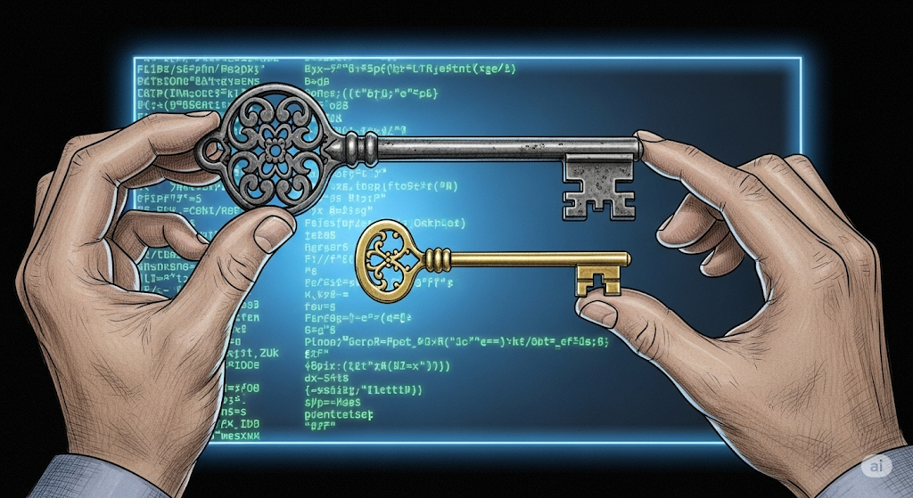 Ein zweiter Faktor ist wie ein zweiter Schlüssel zu einem Schließfach: nur, wer Zugriff auf beide Schlüssel hat, kommt rein! Proton Authenticator ist aktuell meine Empfehlung für 2FA-Apps. Bild: Google Gemini