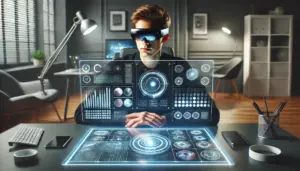 Mensch mit Bildschirmbrille