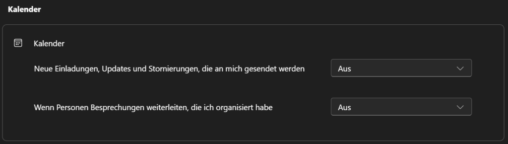 Einstellungen: Kalender