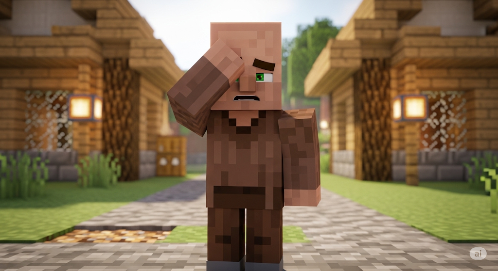 Da kann auch ein Villager sich nur ans Hirn fassen! Bild: Google Gemini