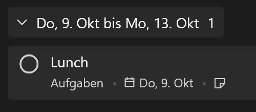 Der Termin in der Ansicht "Geplant"