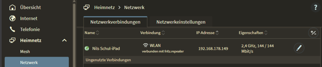 Hier können wir das Gerät auswählen, dass geschützt werden soll.
