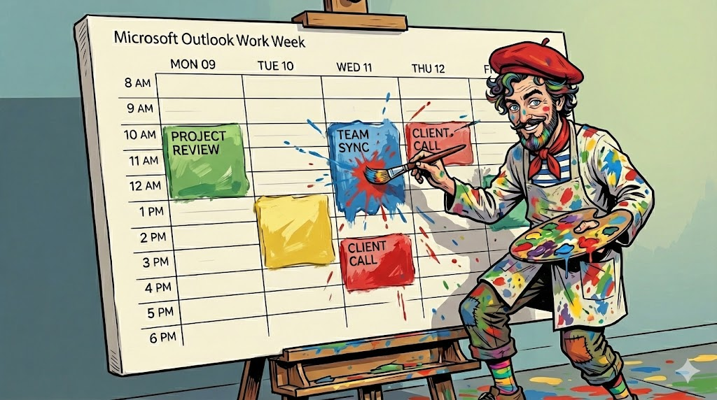 Warum den Büroalltag nicht mit Farben im Kalender bunter gestalten? Bild: Gemini