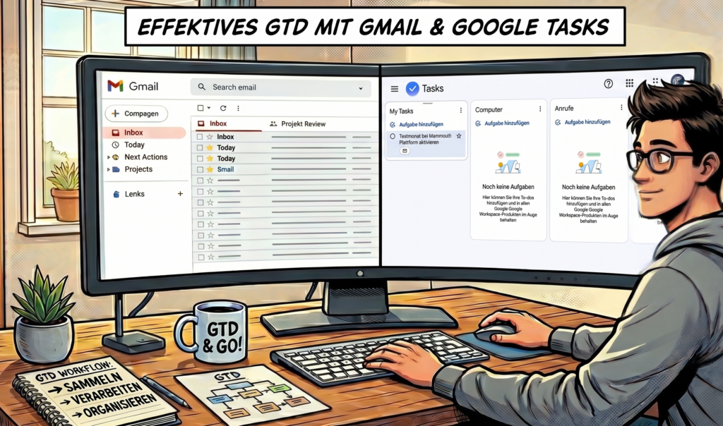 Es hat zwar eine Weile gedauert, aber inzwischen kann man mit GMail und Google Tasks ganz vernünftig Getting Things Done nutzen! Bild: Gemini